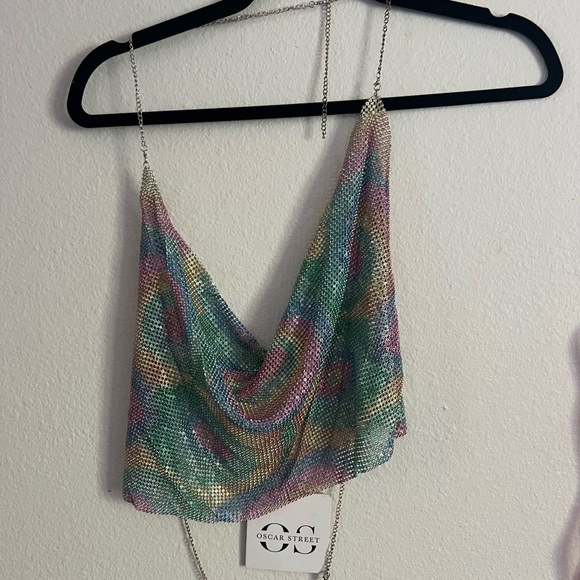 Showpo Iridescent Chain Mesh Halter Top (New with Tags) - Picture 6 of 7